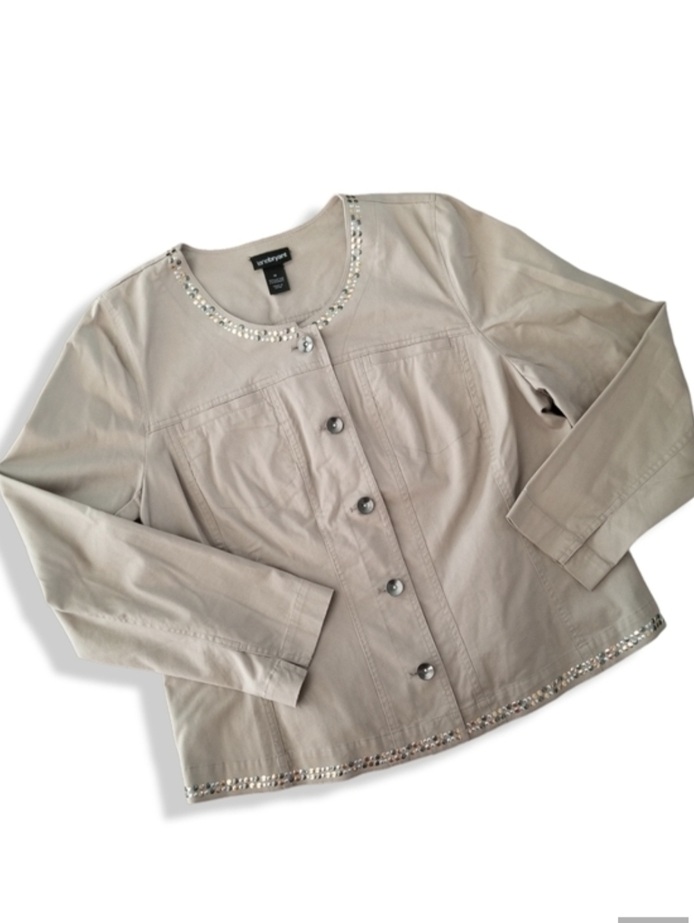 Lane Bryant Metal Studded Blazer Jacket Tan‎ 16 Plus Curvy